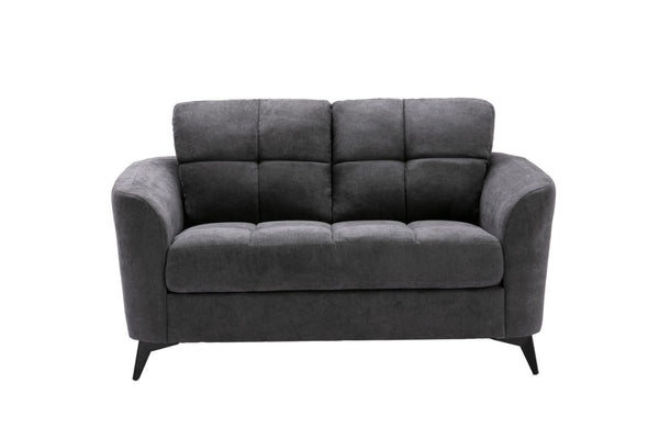 English Elm Carlotta Tufted Gray Woven Loveseat with Pocket Coil Support and Slim Metal Legs B2749S00139