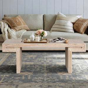 English Elm American Vintage Industrial Coffee Table with Reclaimed Wood Texture, Dual-Tier Staggered Shelves for Living Room Stylish Storage and Durable Matte Finish Antique Natural W1445P287874
