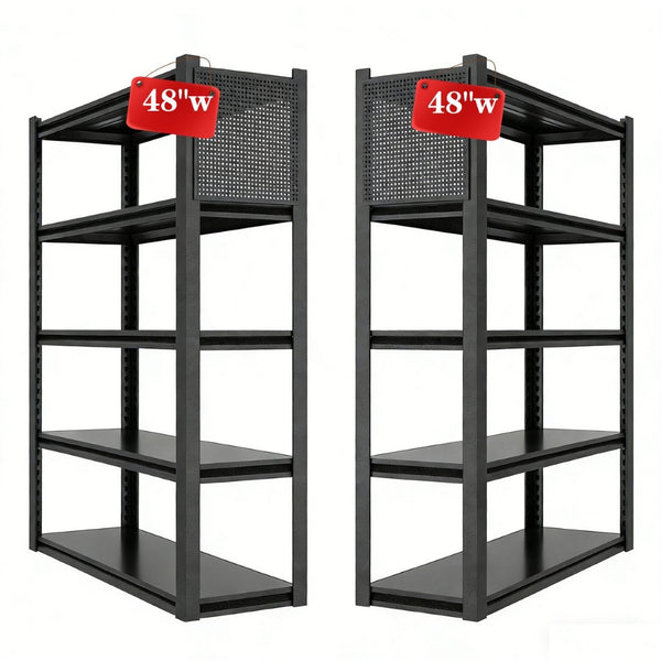 English Elm Storage Shelves Heavy Duty Steel Garage Rack with Pegboard Panels and Adjustable Shelving T5667P454567