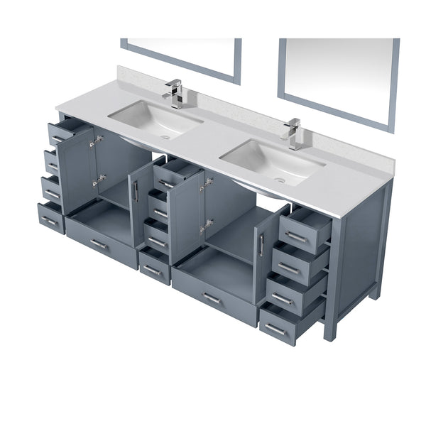 English Elm Dark Grey Double Bath Vanity 84" W x 22" D with Cultured Marble Top, Chrome Faucet & 34" Mirror, Durable Finish B2731S01114