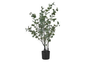 English Elm Artificial Eucalyptus Floor Plant 44" Tall in Sleek Black Pot with 1440 Lifelike Leaves, No Care Needed Green 37 L x 7 W x 7 H B2710P220048