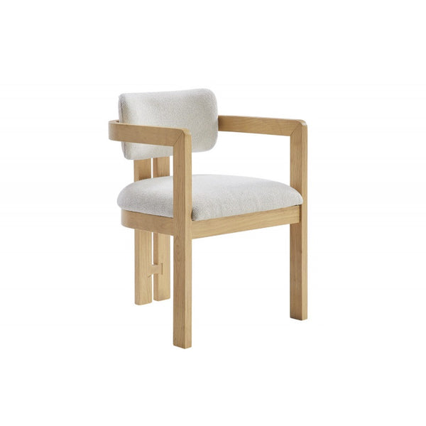 English Elm Modern Rustic Upholstered Dining Arm Chair with Sculptural Fluted Base, Curved Arms & Plush Comfort Natural 24.5 L x 25.5 W x 40.5 H B011P366704