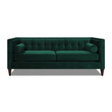 English Elm Jack 84" Modern Tuxedo Tufted Sofa, Evergreen Velvet