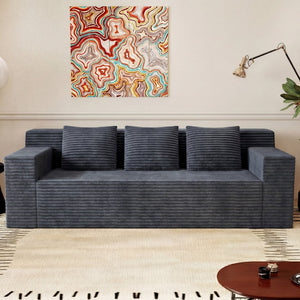 English Elm 71" Corduroy Modular Loveseat Deep Sink Cushions Two Seat Sofa for Apartments Dark Grey W5571P465274