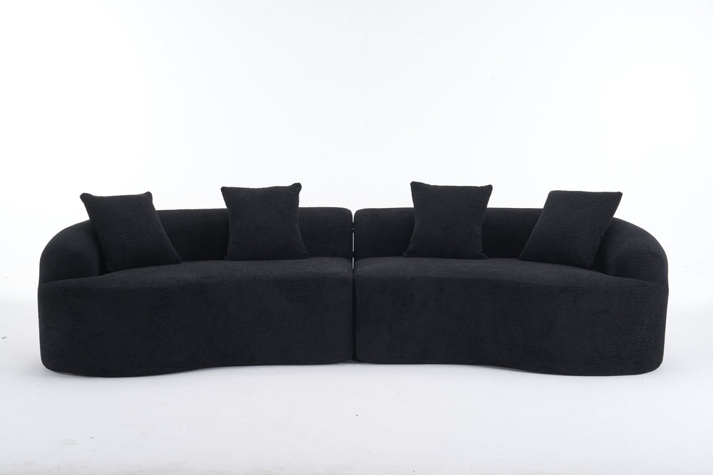 English Elm Compression Compression Sponge Sofa Curved Modular Sectional with 30D High-Density Chenille Sleeper for Cozy Apartment Living Room Comfort and Safe Rounded Design Black W2231S00041