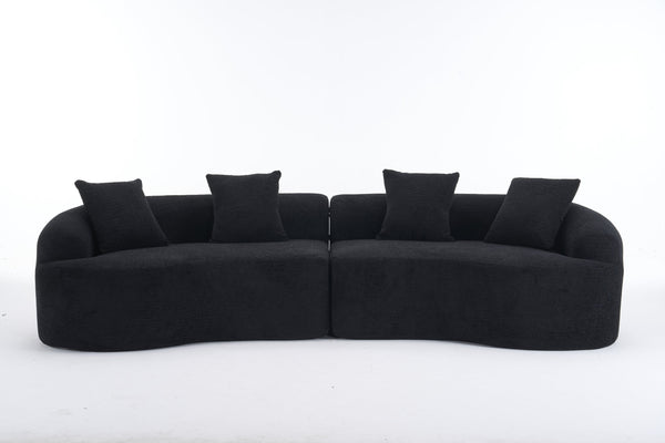 English Elm Compression Compression Sponge Sofa Curved Modular Sectional with 30D High-Density Chenille Sleeper for Cozy Apartment Living Room Comfort and Safe Rounded Design Black W2231S00041