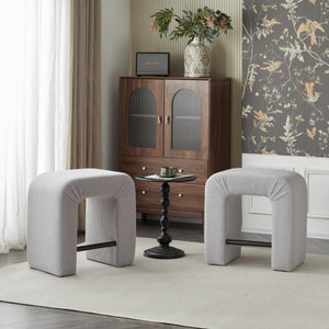 English Elm Christopher Knight Home® - 24'' Boucle stool with inverted U design, cozy loop-pile seating, durable rubberwood footrest, modern set of 2 Grey N780P187017G