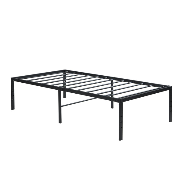 English Elm Twin Heavy Duty Metal Bed Frame - 750 lb Support, No-Squeak Reinforced Slats, Under-Bed Storage, Black W311P282478