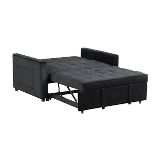 English Elm Velvet Convertible Sleeper Loveseat with Plush Tufting, Built-In Side Pockets & Sturdy Legs for Guests B016P392818