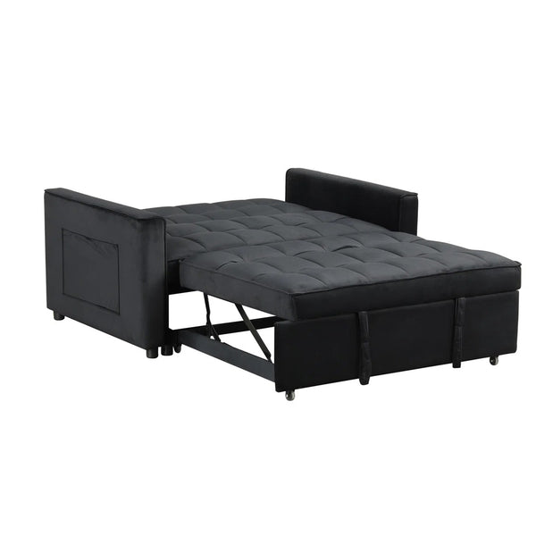 English Elm Velvet Convertible Sleeper Loveseat with Plush Tufting, Built-In Side Pockets & Sturdy Legs for Guests B016P392818