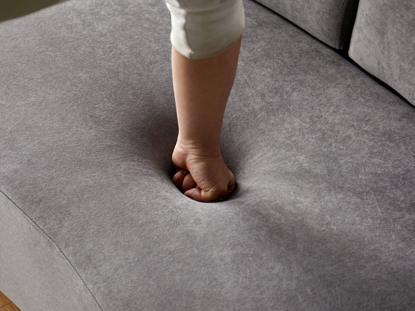 English Elm 90" Curved Sofa with Velvet Upholstery, Ergonomic Half-Moon 4-Seater with High-Density Foam Comfort Grey B2735P320310