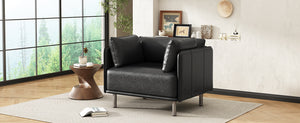 English Elm Christopher Knight Home® - 39" Vintage Black Faux Leather Lounge Chair - Stylish Comfort With Durable Build For Any Space N767P208310K