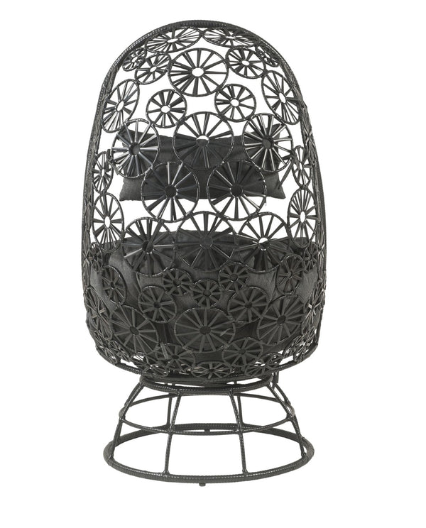 English Elm Hikre High Back Wicker Outdoor Lounge Chair with Glass Side Table Resort Style B2726P446697