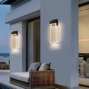 English Elm 18"(H) 12W Modern Outdoor Wall Light Bubble Crystal LED Sconce, Weatherproof Black Up/Down Glow W2312P389950