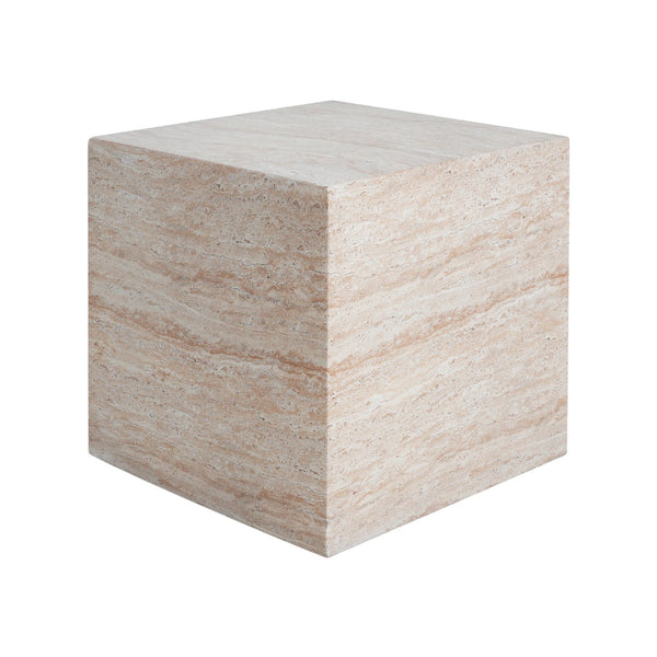 English Elm Christopher Knight Home® - Outdoor/Indoor Square Travertine Side Table - Lightweight Concrete With Modern Cube Design For Versatile Use N773P253774Z