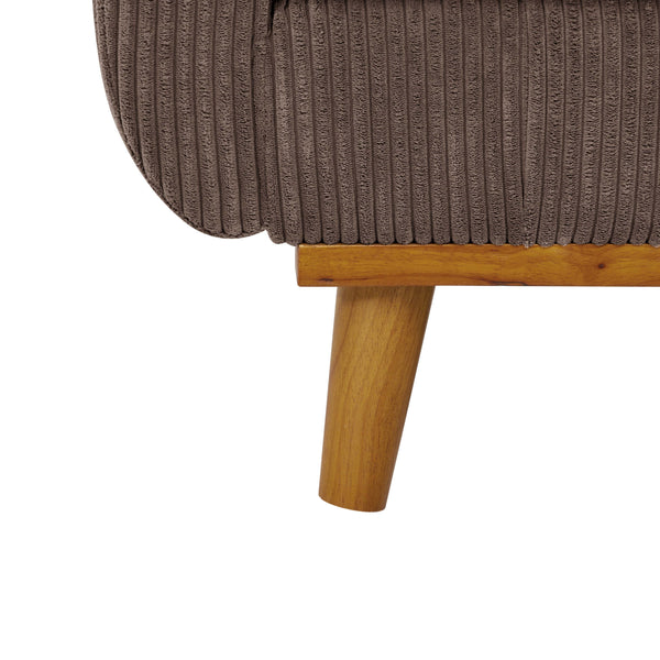 English Elm Asher Mid-Century Corduroy Sofa with Vertical Channel Texture, Tapered Walnut Legs, 2-Pillow Comfort Brown B343P348955