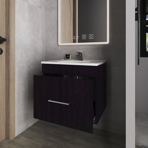 English Elm Colville Floating Wall Mount Vanity Cabinet Matte Finish Modern Bathroom Storage Black B092P439918