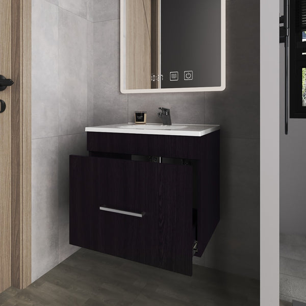 English Elm Colville Floating Wall Mount Vanity Cabinet Matte Finish Modern Bathroom Storage Black B092P439918
