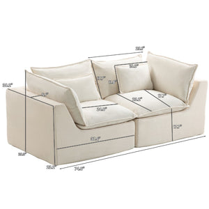 English Elm 74.8" Oversized Modular Cloud Sofa Deep Seat Cotton Linen Upholstered Living Room Couch Ancient White W2530P458026