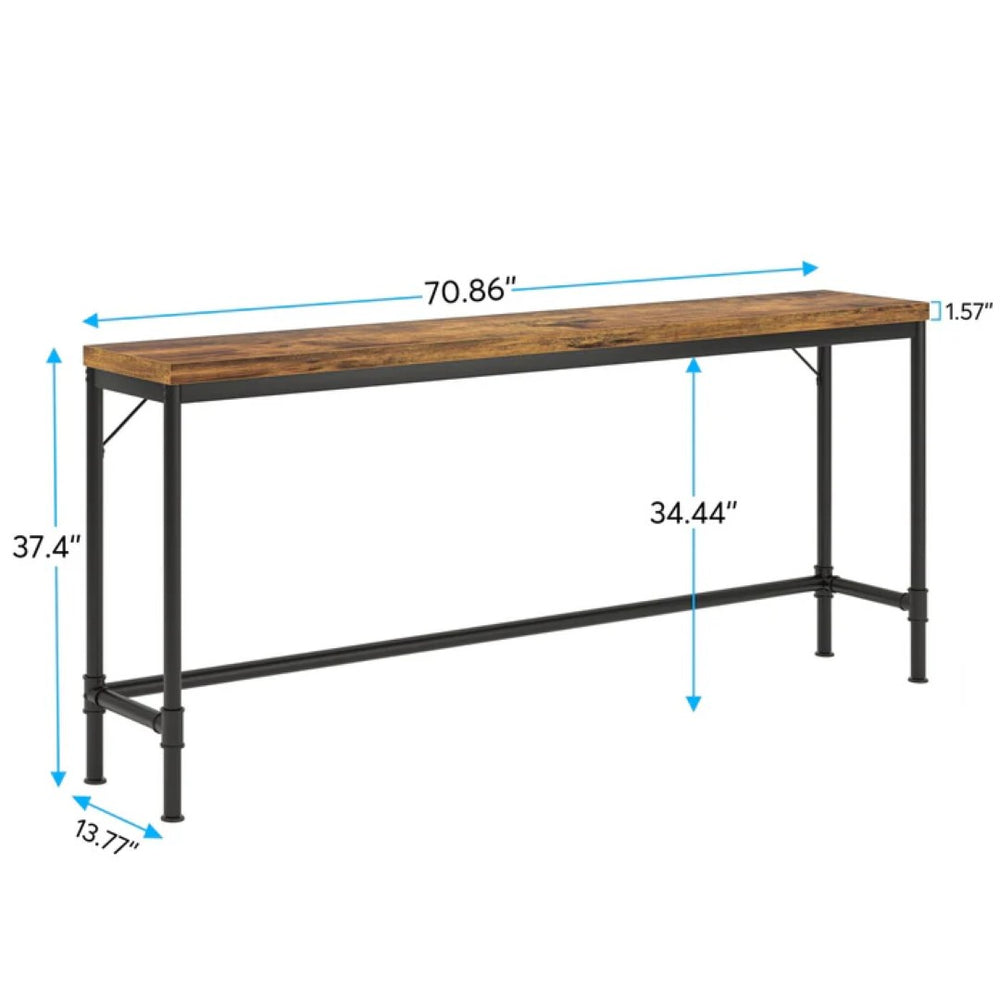English Elm Coffee Console Table Industrial Metal Frame Vintage Wood Grain 2 Tier Entryway Sofa T3971P446410
