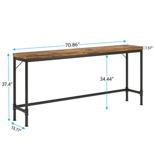 English Elm Coffee Console Table Industrial Metal Frame Vintage Wood Grain 2 Tier Entryway Sofa T3971P446410