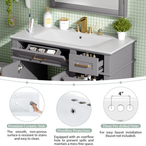 English Elm 36" Gray Modern Bathroom Vanity with Ceramic Sink, Solid Wood Frame, Soft-Close Doors & 4 Drawers N729P253935E
