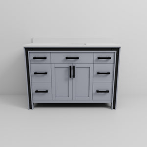 English Elm Dark Grey Bath Vanity 48"W X 22"D With Durable Cultured Marble Top & Ample Storage Solutions B2731P260696