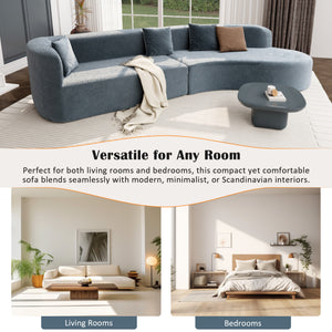 English Elm U_Style Curved Modular 132" Chenille Sectional Sofa with Plush Spring Cushions for Cozy Living Dark Blue WY000456AAE