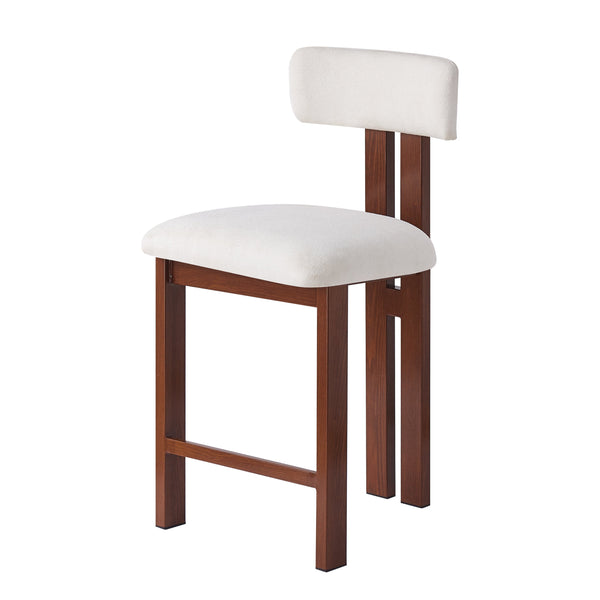 English Elm Christopher Knight Home® - 26.5'' Stylish Round Stools with Low Back - Comfortable Upholstered Seats, Walnut Base, Metal Frame White+Walnut N780P236628W