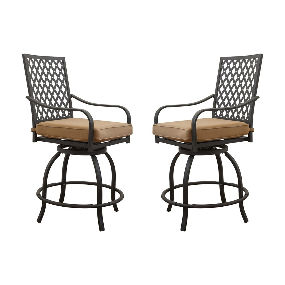 English Elm Outdoor Living Swivels Bar Stools Set - Stylish Cushioned High Chairs For Patio, Deck & Bistro Fun! W1859P203845-GIGA