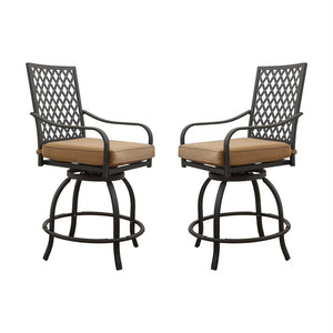 English Elm Outdoor Living Swivels Bar Stools Set - Stylish Cushioned High Chairs For Patio, Deck & Bistro Fun! W1859P203845-GIGA