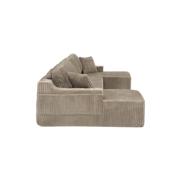 English Elm U-shaped Corduroy Cloud Sectional Sofa with Pocket Springs and Modular Living Room Seating Jade W3366S00003