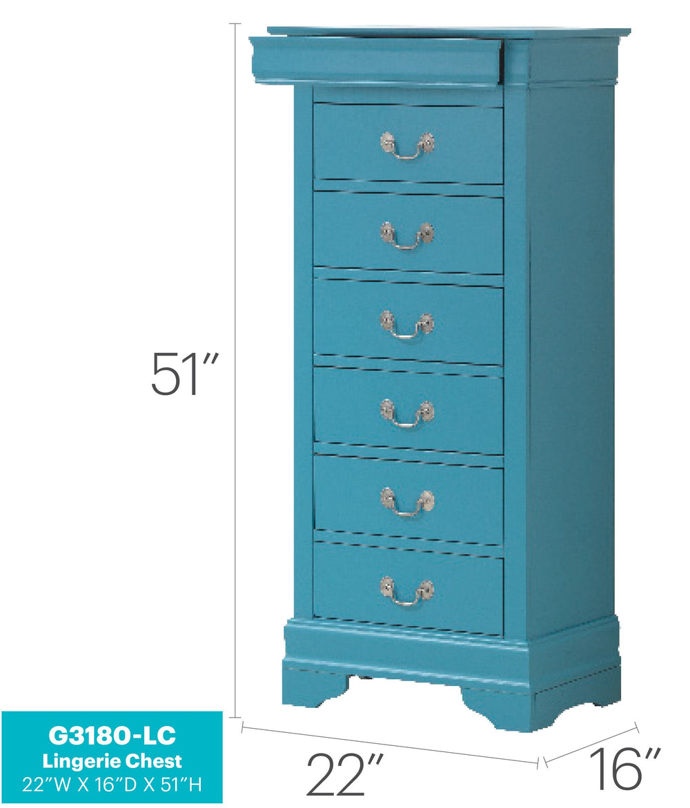 English Elm Timeless Teal 51"H Lingerie Storage Chest - Compact 4-Drawer Teal Particleboard, Smooth Glide, Durable Classic Style B078108230