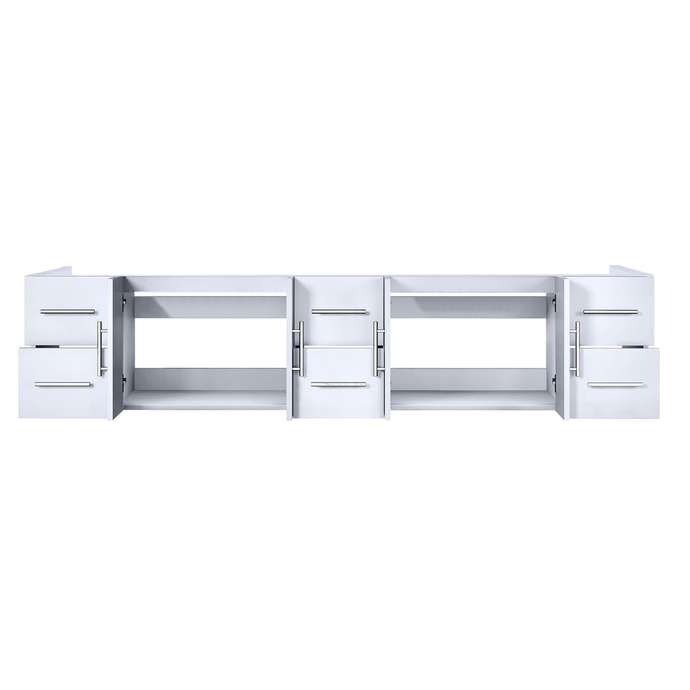 English Elm Glossy White Double Bath Vanity 84-in Width, Solid Wood Frame, Soft-Close Drawers, 6-Drawer Storage Elegance B2731P258547