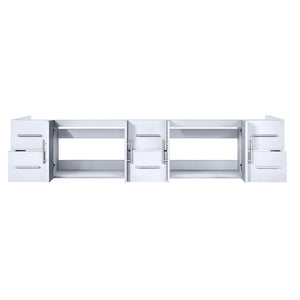 English Elm Glossy White Double Bath Vanity 84-in Width, Solid Wood Frame, Soft-Close Drawers, 6-Drawer Storage Elegance B2731P258547