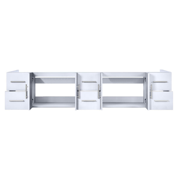 English Elm Glossy White Double Bath Vanity 84-in Width, Solid Wood Frame, Soft-Close Drawers, 6-Drawer Storage Elegance B2731P258547