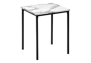 English Elm Table 3-Piece Set White Marble Look Laminate Tops with Black Metal Frame – Modern Durable Living Room Tables B2710P219972