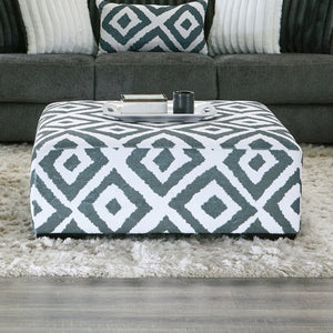 English Elm Upholstery Plush Square Chenille Ottoman with Solid Wood Block Legs — Versatile Seating & Accent Piece, 41"W x 41"D x 20"H Gunmetal,Ivory 42 L x 42 W x 15 H B2741P354523