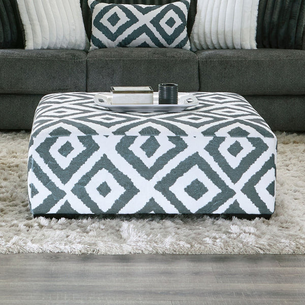 English Elm Upholstery Plush Square Chenille Ottoman with Solid Wood Block Legs — Versatile Seating & Accent Piece, 41"W x 41"D x 20"H Gunmetal,Ivory 42 L x 42 W x 15 H B2741P354523