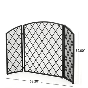 English Elm Christopher Knight Home® - FIRE Amiyah 3-Panel Iron Fireplace Screen - Decorative Protective Mesh Shield for Hearth Safety and Style Black 61127.00