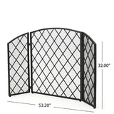 Christopher Knight Home® - Noble House - Amiyah 3 Panelled Iron Fireplace Screen