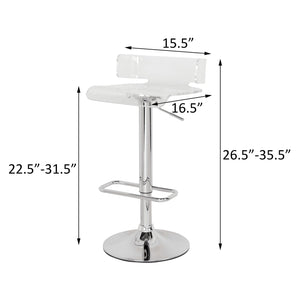 English Elm Clear Acrylic Swivel Stool with Chrome Base, Adjustable Height, 360° Rotation, Footrest & Modern Support B062P181303