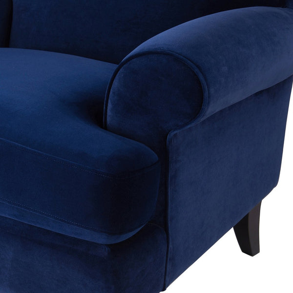 English Elm Jennifer Taylor Home - Alana 38" Navy Blue Velvet Accent Chair With Metal Casters For Stylish Comfort In Any Room B2719P238302