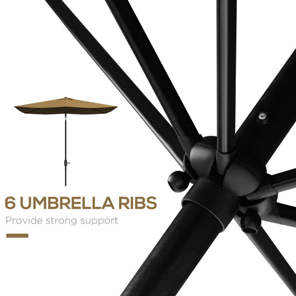 English Elm Outsunny 6.5' X 10' Rectangular Market Umbrella - Stylish Patio Shade With Crank, Tilt & Uv Protection W2225P200819-GIGA