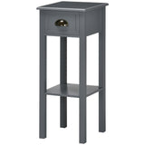 English Elm Homcom 2-Tier Side Table With Drawer, Narrow End Table With Bottom Shelf, For Living Room Or Bedroom, Gray