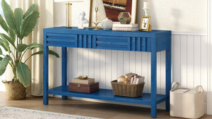 English Elm U_Style Modern Ash Veneer Console Table With 2 Drawers & Open Shelf - Stylish Storage For Any Space N711P230810V-GIGA