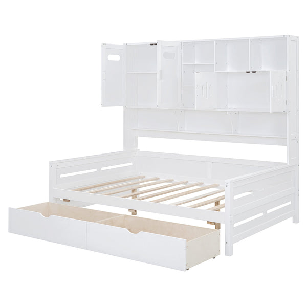 English Elm Full Size Wooden Daybed With Smart Storage, Stylish Cabinet, And Drawers For Modern Spaces N820S00016K