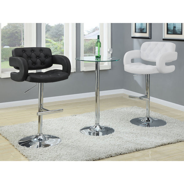 English Elm Brandi Upholstered White Adjustable Bar Stool with Chrome Pedestal, Plush Leatherette Comfort, Height-Adjustable Elegance B062P344930