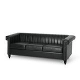 Christopher Knight Home® - Noble House - Drury Contemporary Channel Stitch 3 Seater Sofa With Nailhead Trim