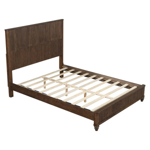 English Elm Solid Rubberwood Queen Platform Bed Tall Headboard Natural Grain No Box Spring W1716S00015
